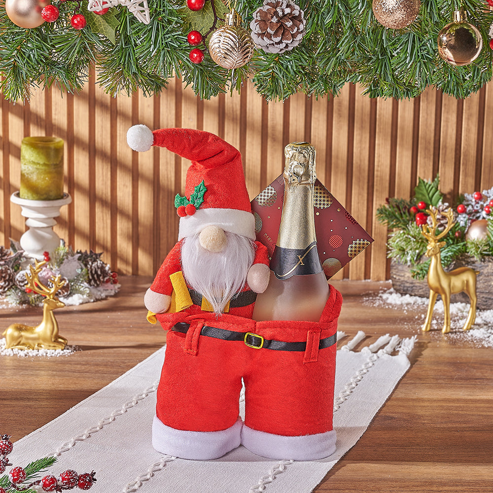 Santa’s Festive Sparkling Wine Stash Gift from New York City Baskets - Champagne Gift Set - New York City Delivery