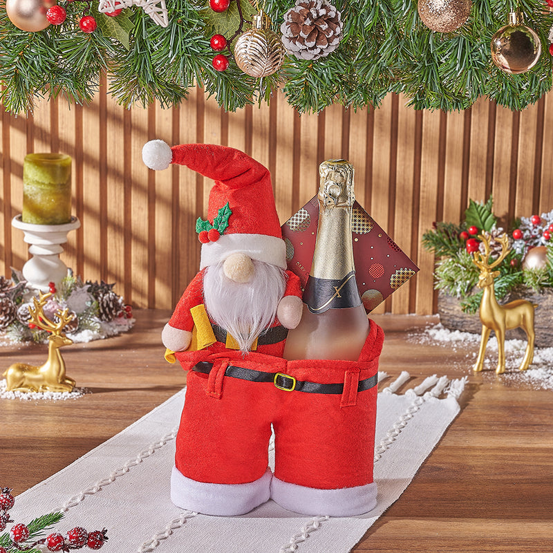 Santa’s Festive Sparkling Wine Stash Gift from New York City Baskets - Champagne Gift Set - New York City Delivery