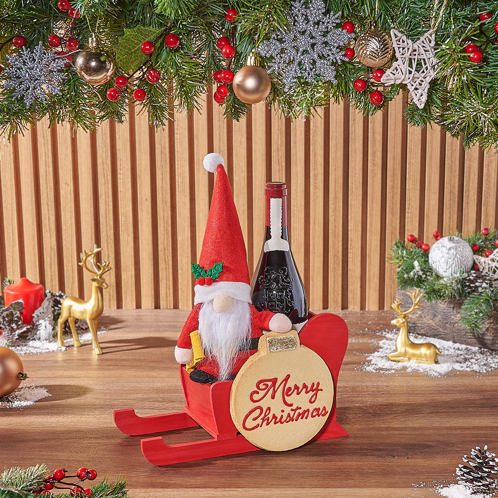 Down the Sleigh Wine Gift Set, wine gift, wine, cookie gift, cookie, Christmas gift, Christmas, New York City  delivery