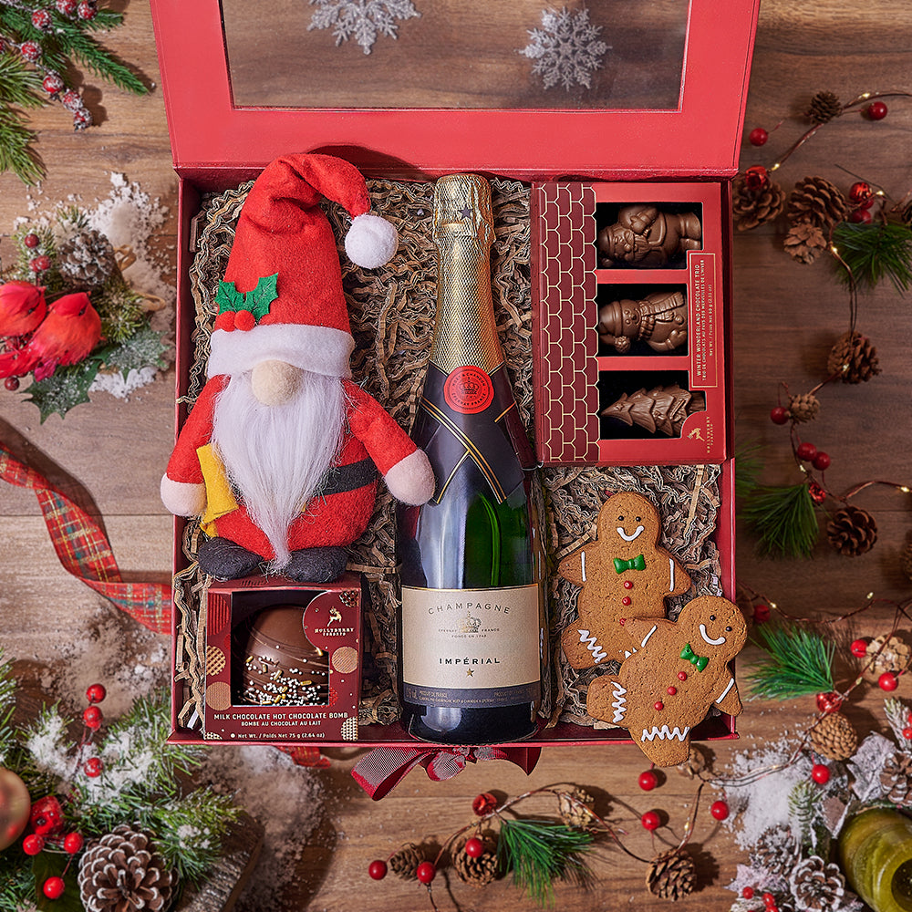 Santa’s Holiday Sparkle Gift Set, champagne gift, champagne, sparkling wine gift, sparkling wine, gourmet gift, gourmet, Christmas gift, Christmas, holiday gift, holiday - New York City Delivery