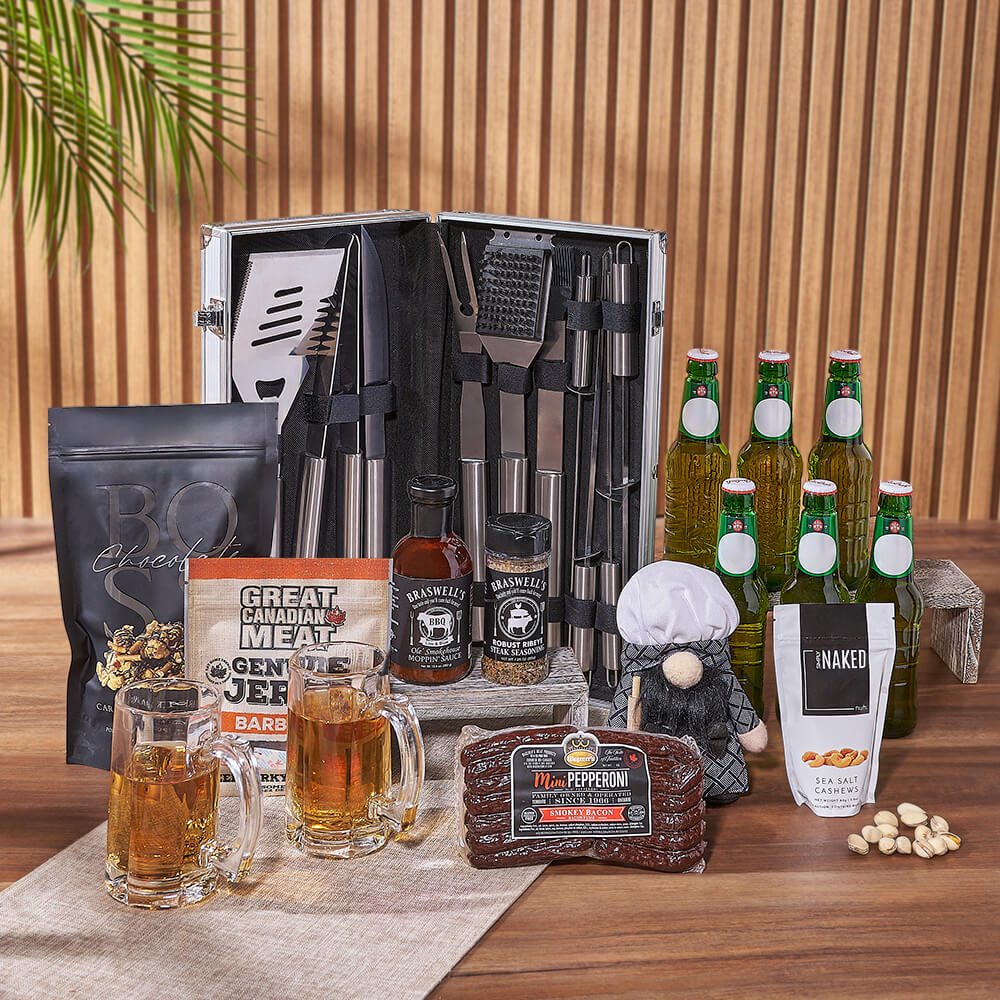 Smokin' BBQ Grill Gift Set with Beer, grill gift, grill, beer gift, beer, bbq gift, bbq, New York City delivery