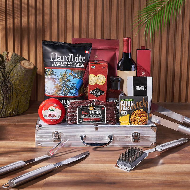 Wine & Flame BBQ Gift Set, wine gift, wine, grilling gift, grilling, charcuterie gift, charcuterie, cheese gift, cheese, New York City delivery