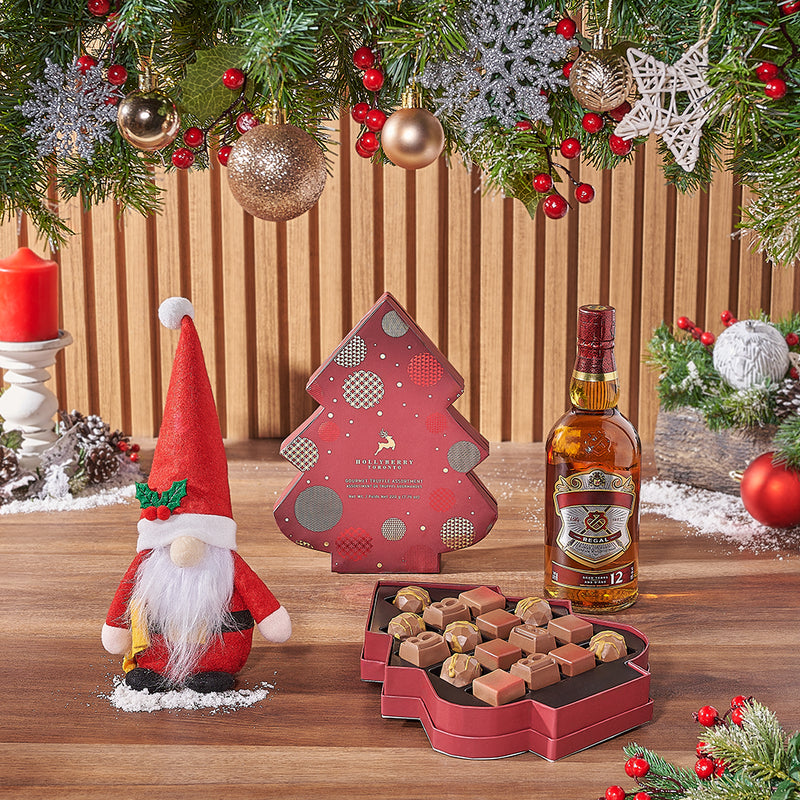 Happy Holiday Spirits & Chocolate Gift, liquor gift, liquor, chocolate gift, chocolate, christmas gift, christmas, New York City delivery