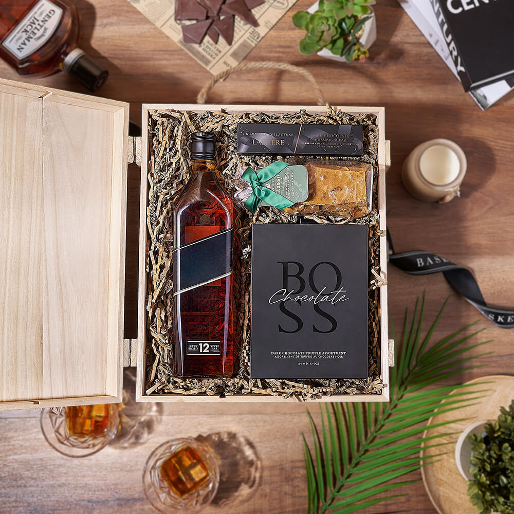 The Whiskey Aficionado Chocolate Gift, liquor gift, liquor, chocolate gift, chocolate, New York City delivery