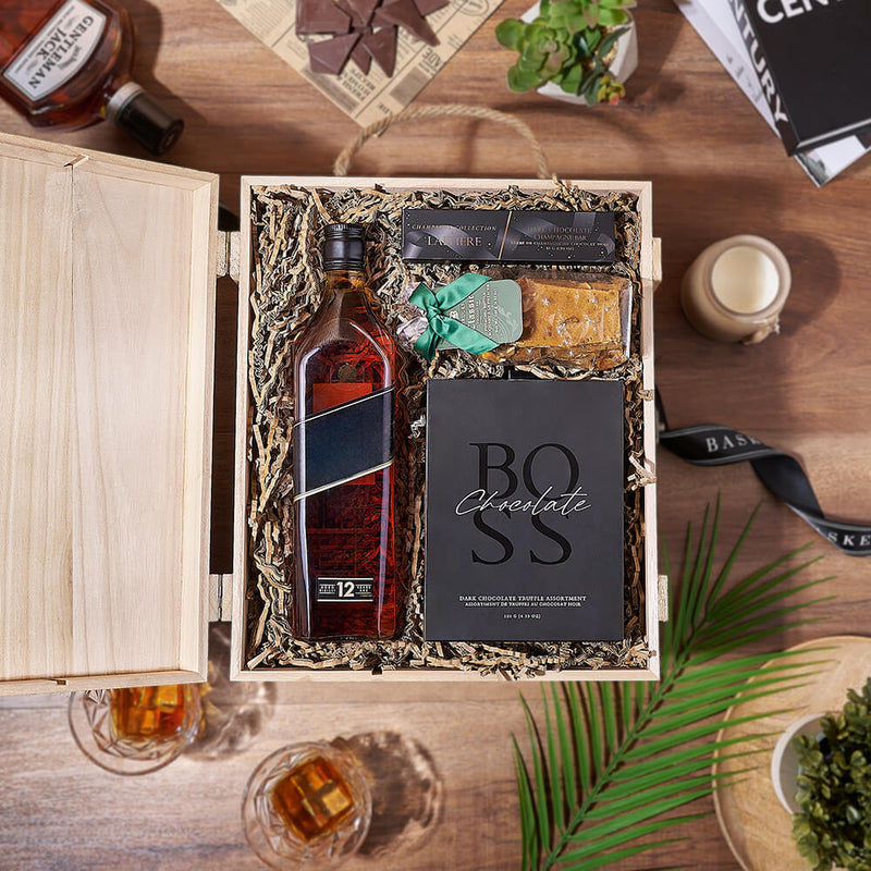 The Whiskey Aficionado Chocolate Gift, liquor gift, liquor, chocolate gift, chocolate, New York City delivery