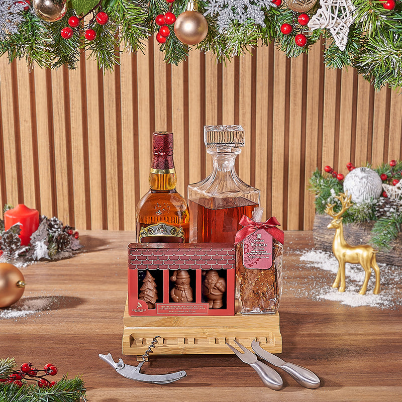 Board of Sweet Holiday Spirits Gift, Christmas gift, Christmas, chocolate gift, chocolate, decanter gift, decanter, New York City delivery