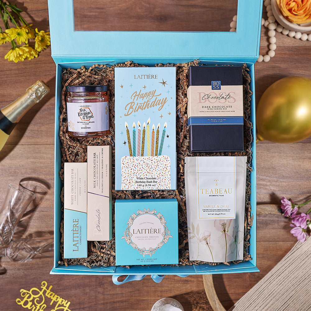 Sweetest Steep Birthday Tea Gift Box, chocolate gift, chocolate, birthday gift, birthday, tea gift, tea, New York delivery