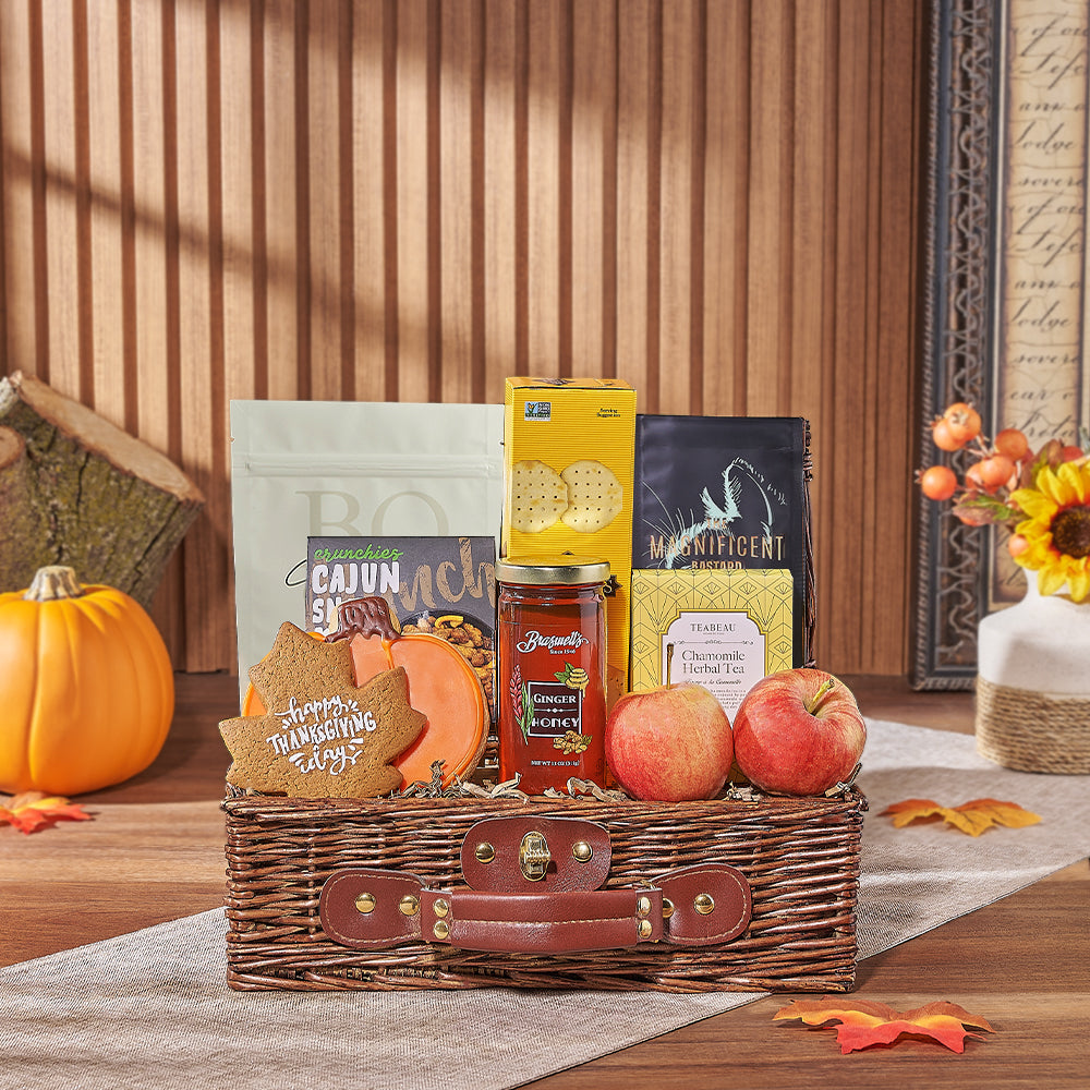 Thanksgiving Bounty Gourmet Gift Basket, thanksgiving gift, thanksgiving, cookie gift, cookie, tea gift, tea, New York City delivery