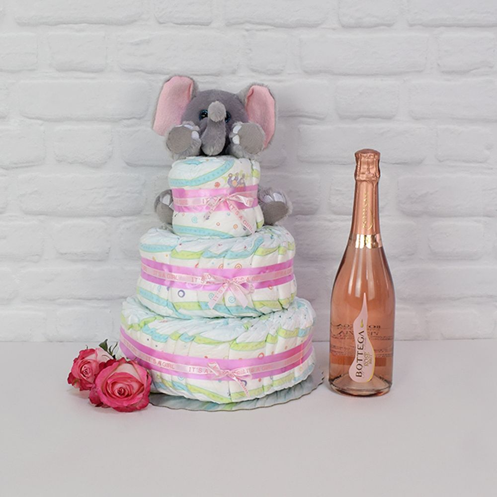 Little Elephant Champagne Diaper Cake from New York City Baskets - New York City Delivery