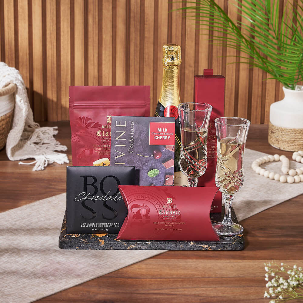 The Irresistible Champagne & Chocolate Collection, champagne gift, champagne, sparkling wine gift, sparkling wine, chocolate gift, chocolate, New York City delivery