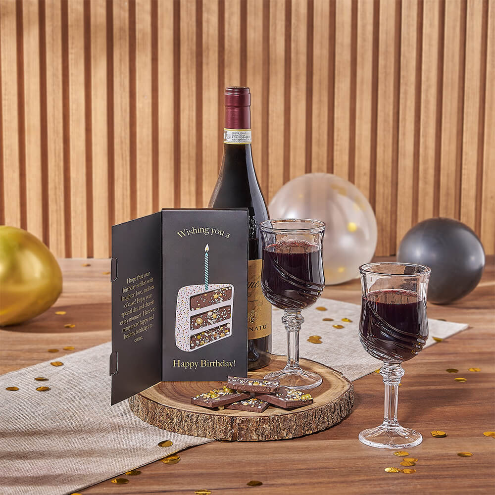 The Perfect Birthday Toast Gift Set, wine gift, wine, birthday gift, birthday, chocolate gift, chocolate, New York City delivery