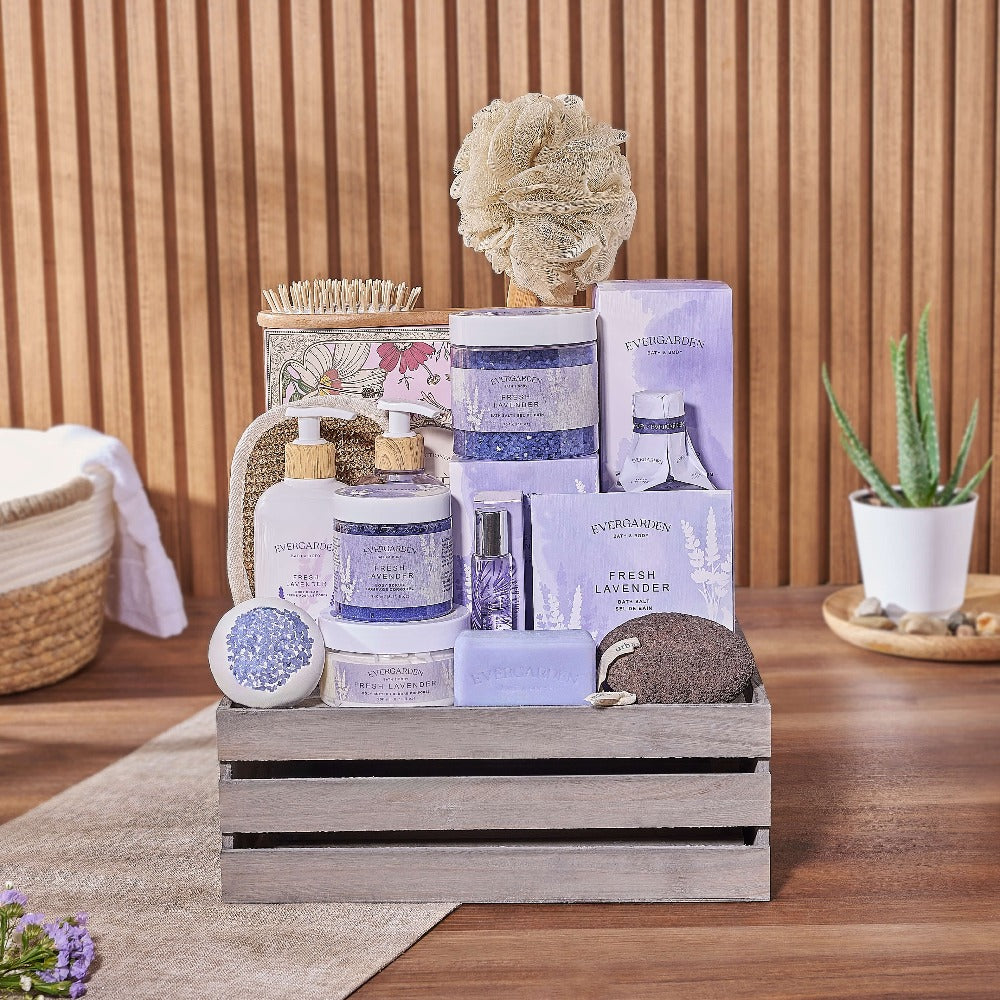 Grand Lavender Relaxation Gift Basket, spa gift, spa, bath & body gift, bath & body, chocolate gift, New York City delivery