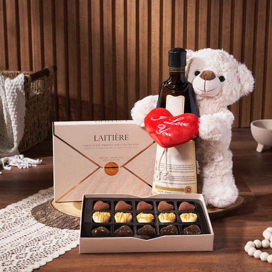 The Yummy Bonbons Gift Set, liquor gift, liquor, chocolate gift, chocolate, bear gift, bear, New York City delivery