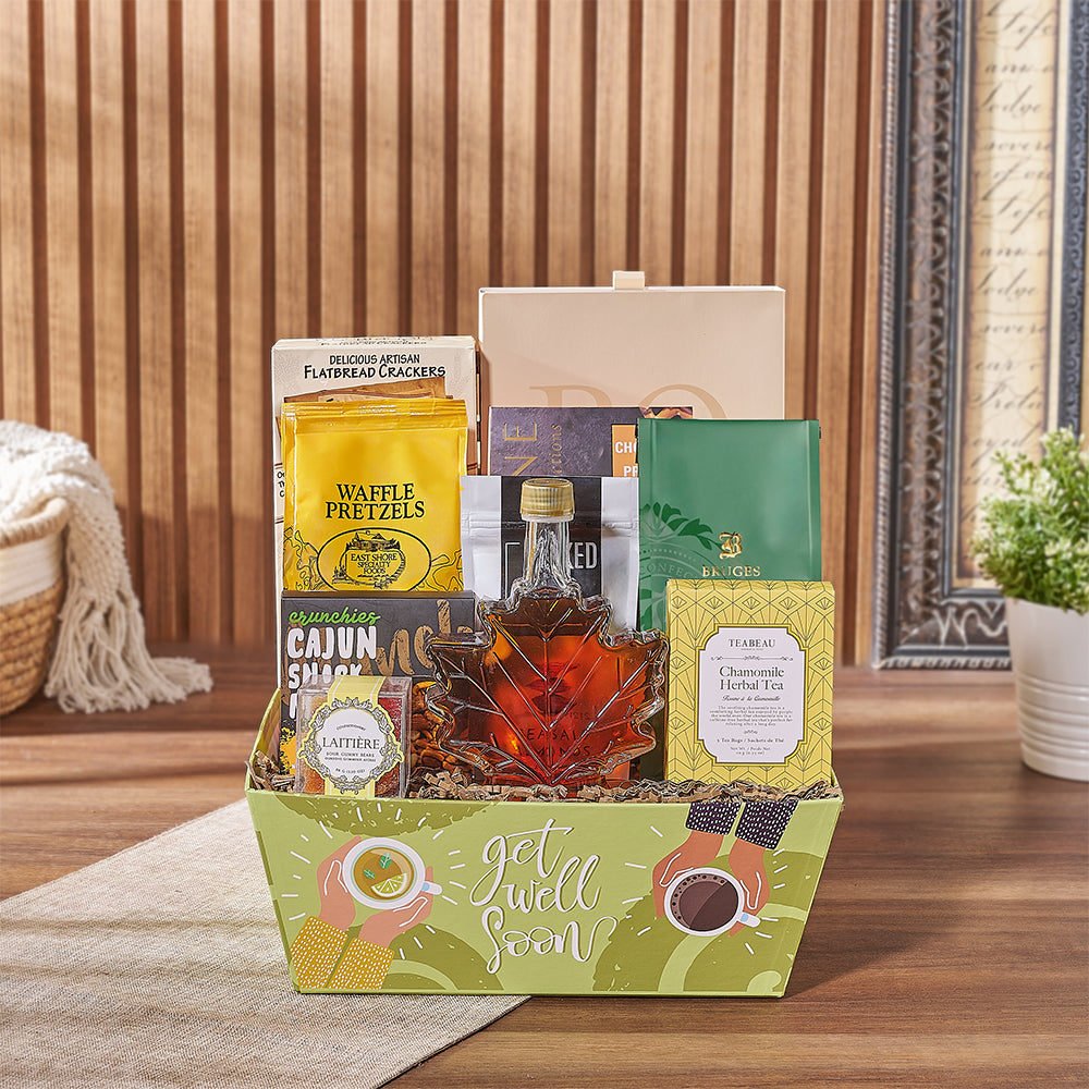 For someone on the mend, send The Comforting Tea & Snacks Basket This charming gift has a tempting selection of sweet and salty treats that will have the recipient back on their feet in no time. New York City Delivery