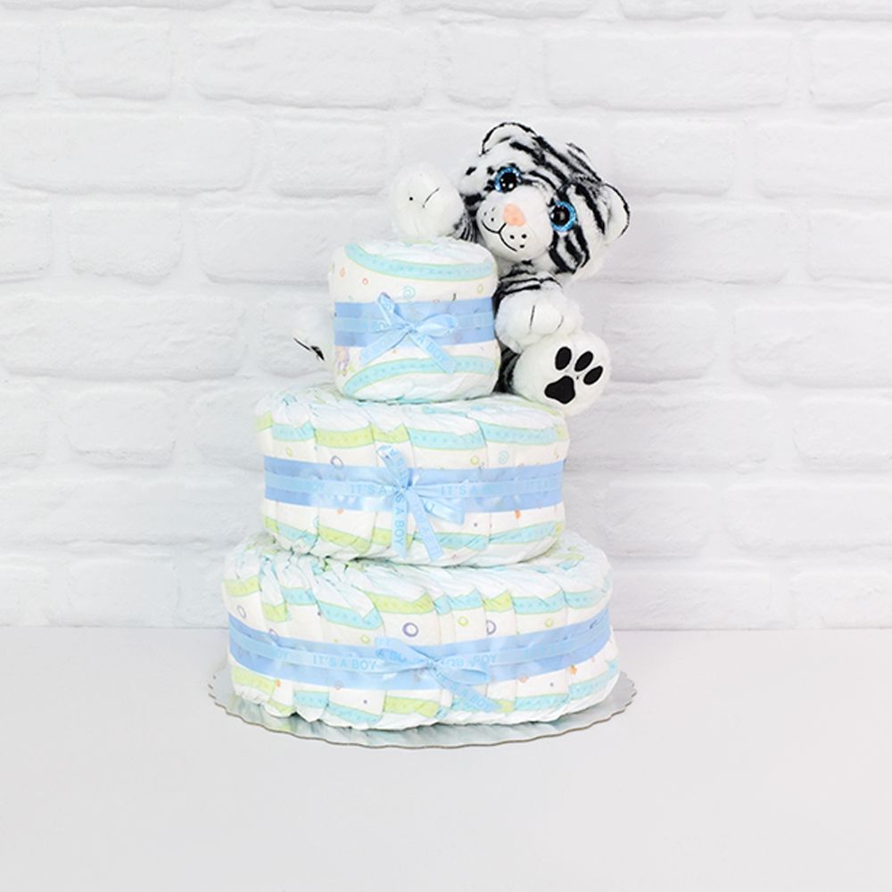 The Cuddly Tiger Diaper Cake Gift Set from New York City Baskets - New York City Delivery