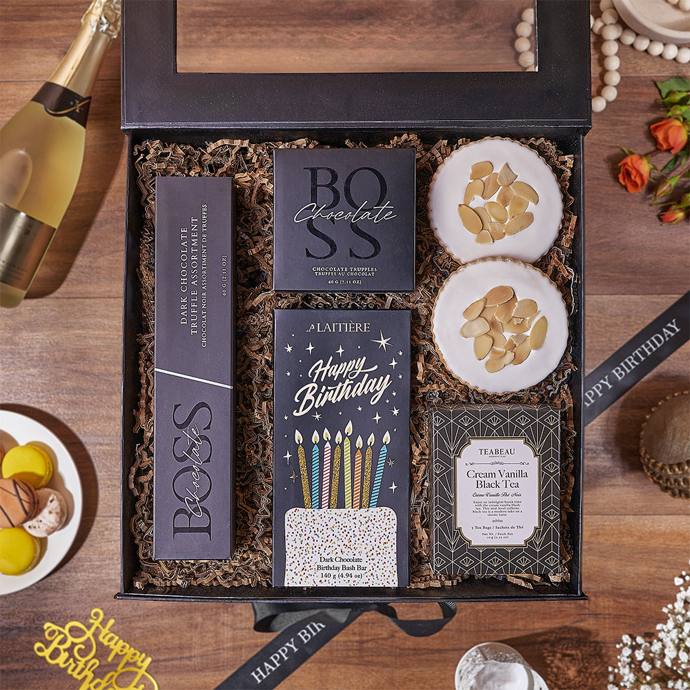 The Elegant Birthday Tea &amp; Sweets Box, birthday gift, birthday, cookie gift, cookie, chocolate gift, chocolate, New York delivery