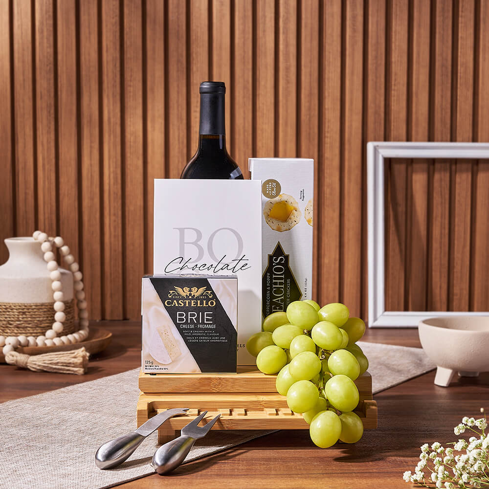 The Elevated Charcuterie Wine Gift Board, wine gift, wine, cheese gift, cheese, chocolate gift, chocolate, fruit gift, fruit, New York City delivery