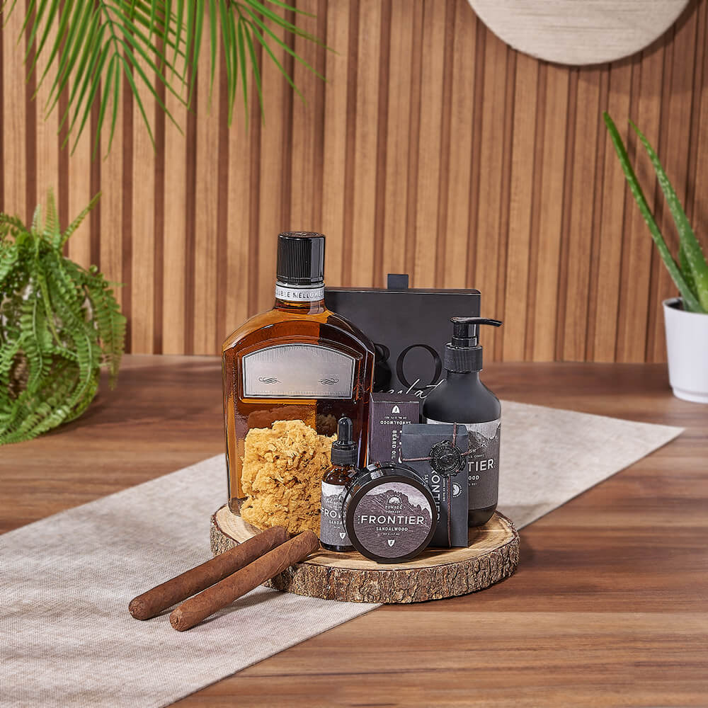 The Gentleman’s Whiskey &amp; Grooming Board, liquor gift, liquor, spa gift, spa, New York City delivery