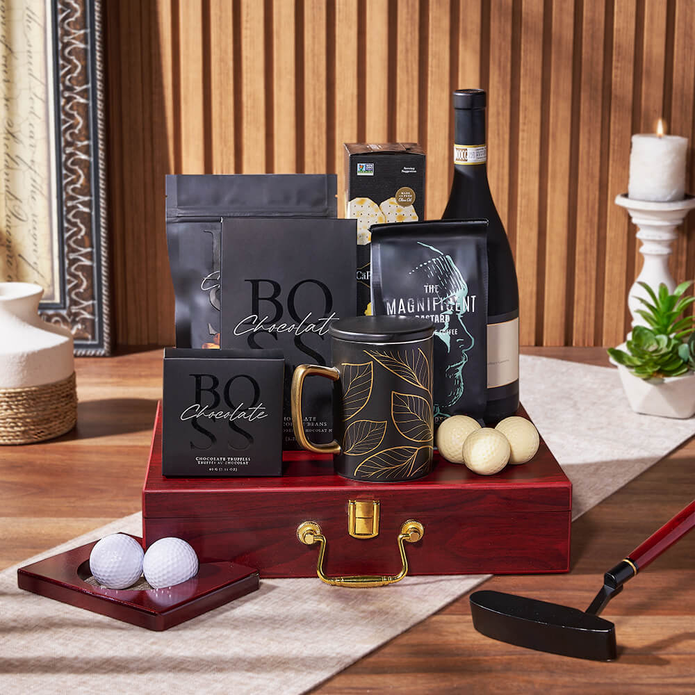 The Prestige Putting & Wine Gift Set - Wine Gift Basket - New York City Delivery