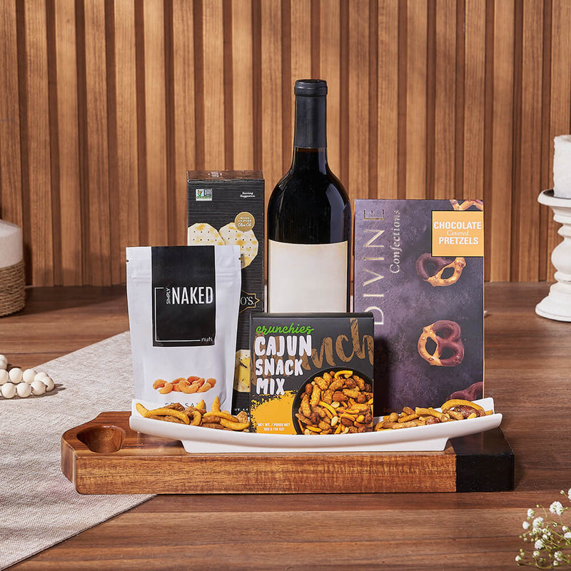 The Savory Wine Snack Gift Board, wine gift, wine, snack gift, snack, nuts gift, nuts, New York City delivery