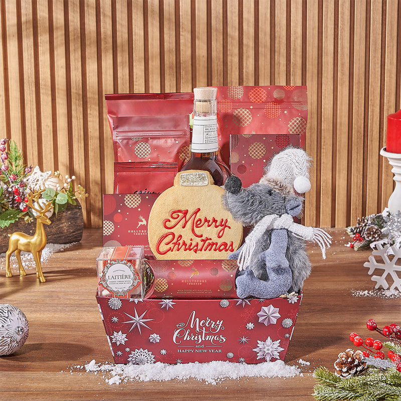 Santa’s Evening Whiskey Basket, liquor gift, liquor, chocolate gift, chocolate, christmas gift, christmas, New York City delivery