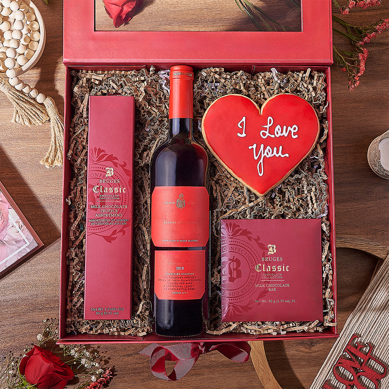 Valentine's Wine Box, wine gift, wine, valentines day gift, valentines day, cookie gift, cookie, New York City delivery