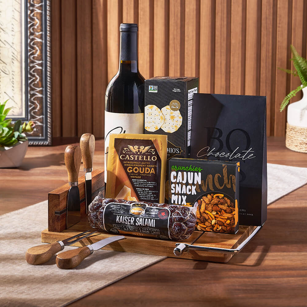 The Stately Wine & Cheese Gift Board enjoy a selection of gourmet goodies perfect for sharing from New York City Basket - New York City delivery 