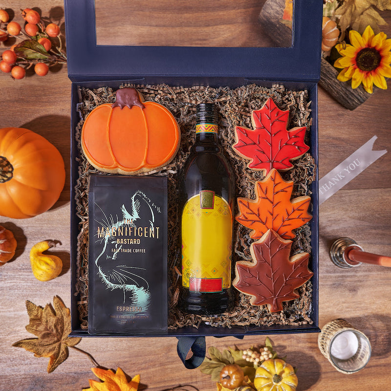 Warmth of Thanksgiving Coffee & Spirits Gift Set, coffee gift, coffee, liquor gift, liquor, thanksgiving gift, thanksgiving, cookie gift, cookie, New York delivery