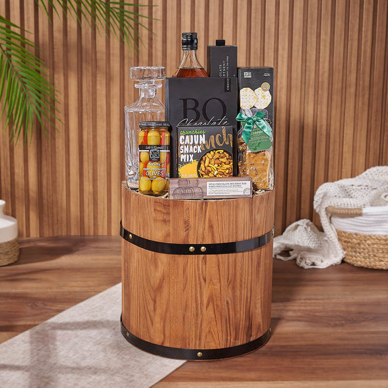 Whiskey Business Barrel Gift, liquor gift, liquor, decanter gift, decanter, chocolate gift, chocolate, New York City delivery