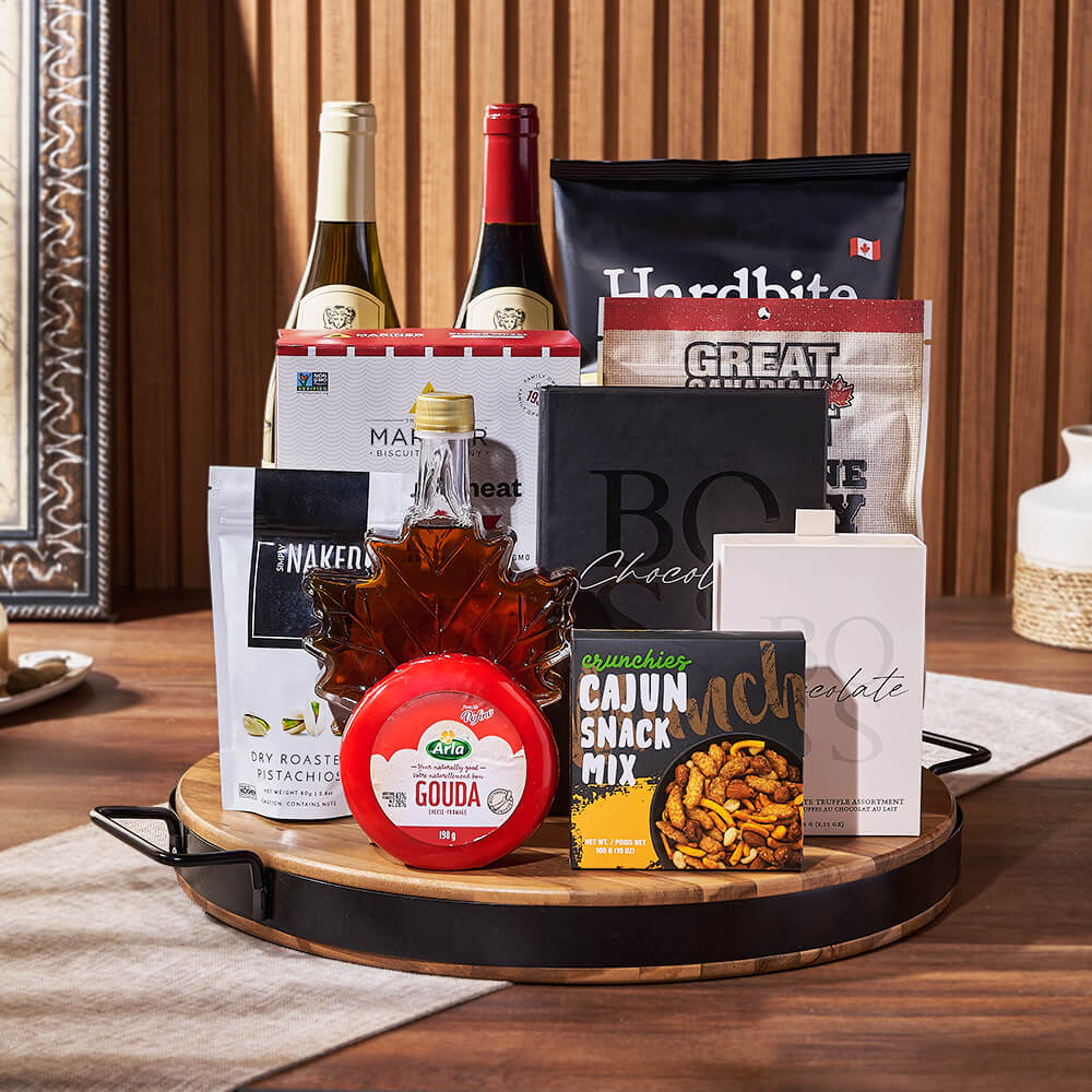 Two-Bottle Wine Gift with Snacks – how the gift is presented