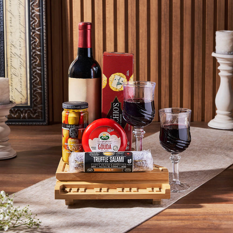 Wine & Gourmet Crescendo Gift Set, wine gift, wine, charcuterie gift, charcuterie, cheese gift, cheese, New York City delivery