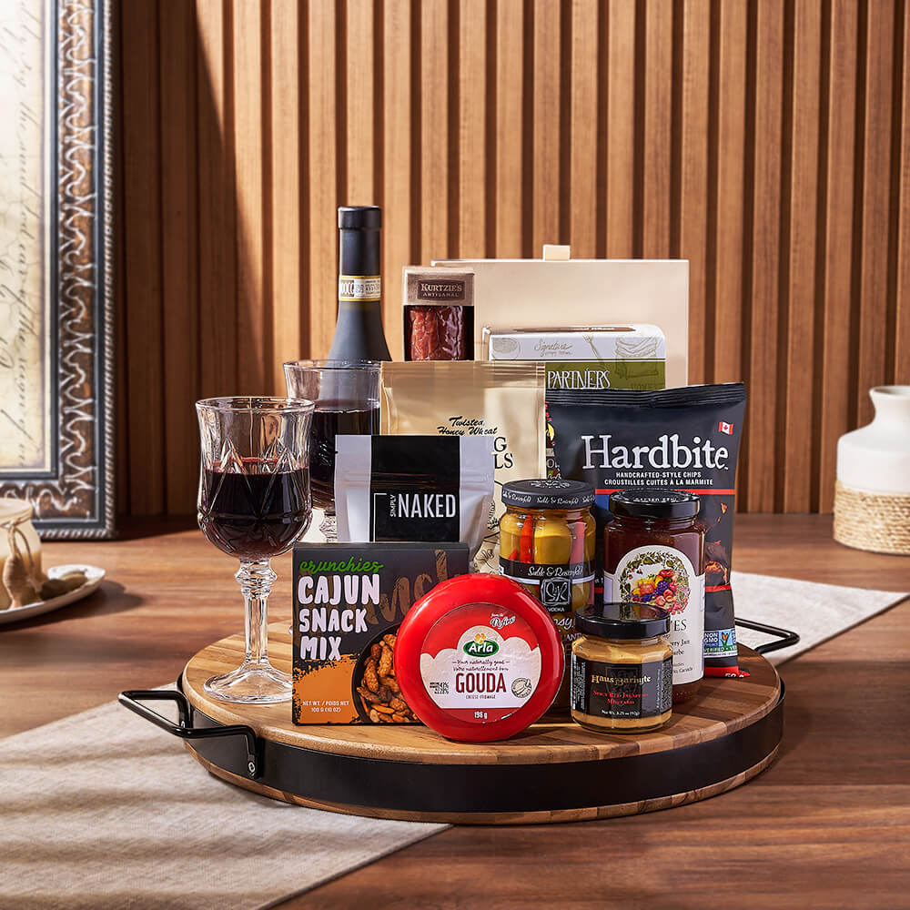 Congratulatory Wine &amp; Savory Board, wine gift, wine, charcuterie gift, charcuterie, cheese gift, cheese, New York City delivery
