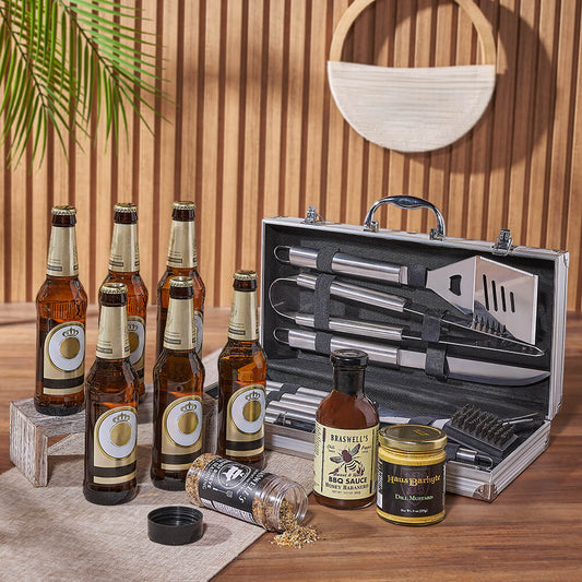 Zesty Barbeque Grill Gift Set with Beer, beer gift, beer, grill gift, grill, bbq gift, bbq, New York City delivery