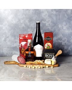 A Love for Heat, Wine & Cheese Basket