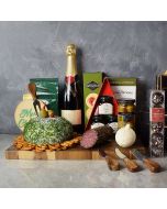 Holiday Champagne Cheese Ball Gift Basket