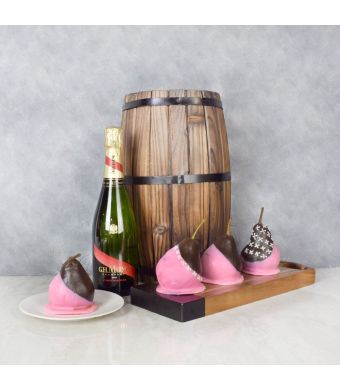 CHOCOLATE PEARS WITH CHAMPAGNE GIFT SET 