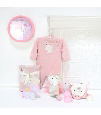 BABY GIRL LOVES UNICORN GIFT SET, baby girl gift basket, welcome home baby gifts, new parent gifts
