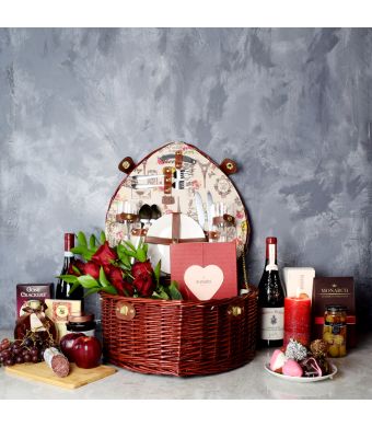 Dorset Park Romantic Picnic Basket, wine gift baskets, gourmet gift baskets, Valentine's Day gifts, gift baskets, romance
