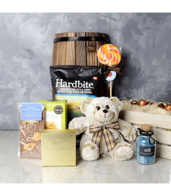 Cuddly Bear Snack Gift Crate, gourmet gift baskets, gourmet gifts, gifts