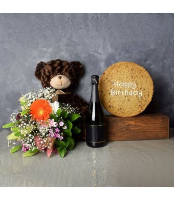 Happy Birthday Cookie & Champagne Gift Set