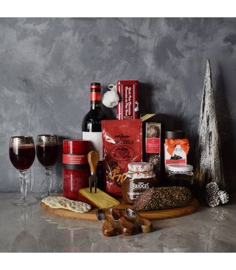 Deluxe Yuletide Wine & Cheese Gift Basket