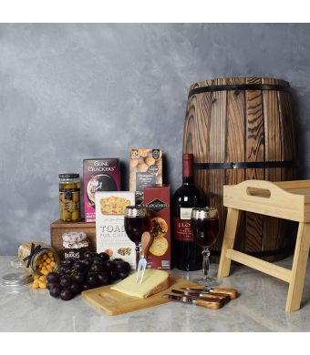 Guildwood Wine & Snack Basket, wine gift baskets, gourmet gift baskets, gift baskets 
