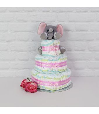 Diaper Cake with Elephant, Diaper Cake