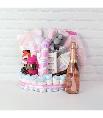 Comfy Baby Girl Gift Set, baby gift baskets, champagne gift baskets, baby gifts