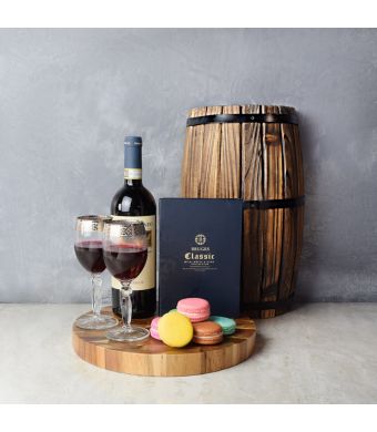 Macaron & Wine for Two Gift Set, wine gift baskets, gourmet gifts, gifts